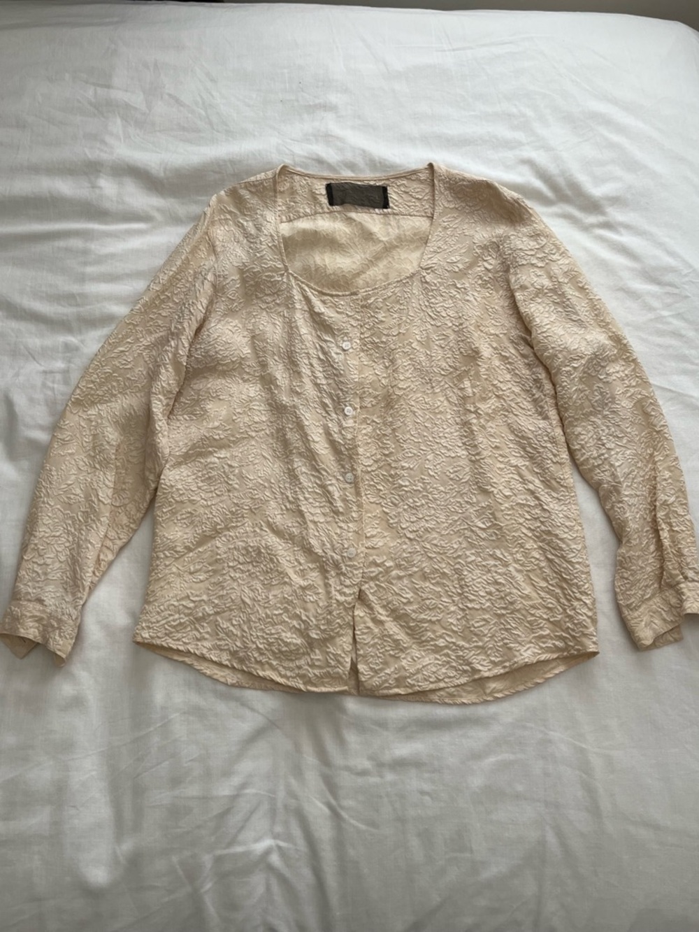 Reformation Blouse Jacquard Style Square Neck 100% Cotton L